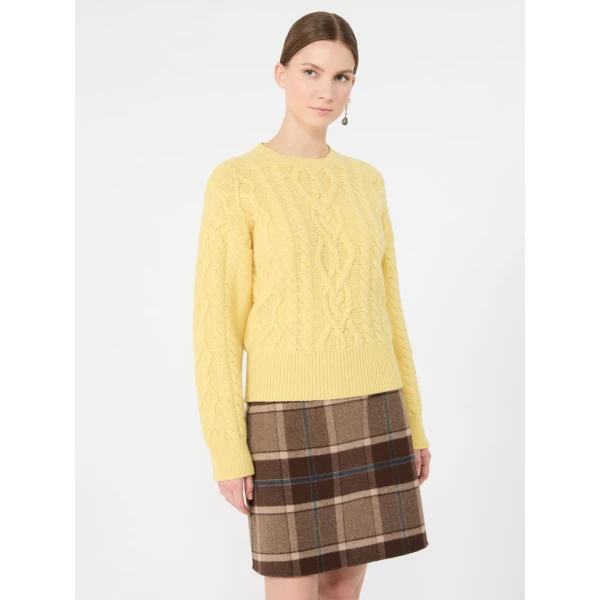 Max Mara Alben Cable Knit Wool Jumper in Honey | Sweaters | Coveti