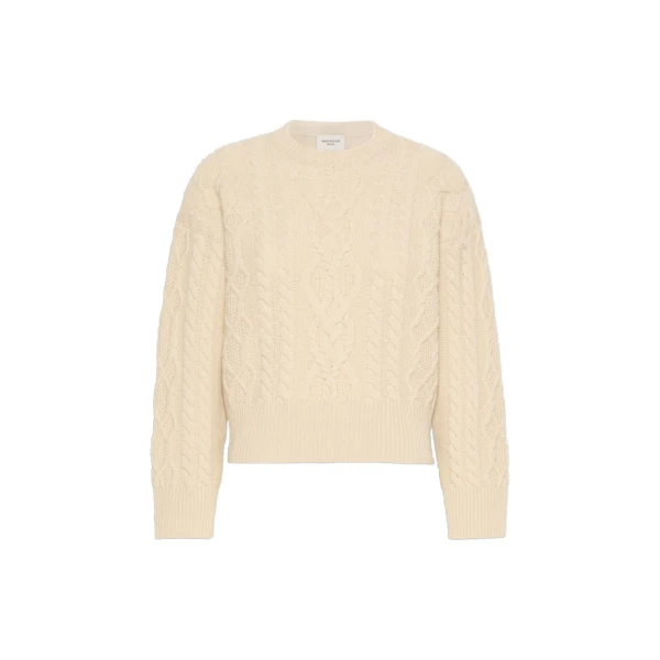 Max Mara Alben Cable Knit Wool Jumper in Ice Grey | Sweaters | Coveti