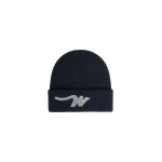 Max Mara Alben Wool W Patch Beanie in Navy | Hats | Coveti