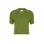 Max Mara Albero Cotton Polo Collar Jumper in Green | Sweaters | Coveti