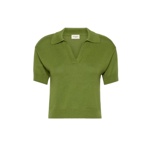 Max Mara Albero Cotton Polo Collar Jumper in Green | Sweaters | Coveti