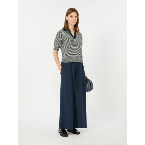 Max Mara Albero Cotton Polo Collar Jumper in Navy | Sweaters | Coveti
