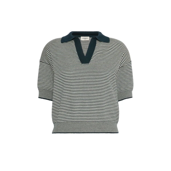Max Mara Albero Cotton Polo Collar Jumper in Navy | Sweaters | Coveti