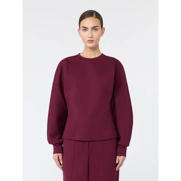Max Mara Albero Wool and Lyocell Jersey Sweater in Wine | Sweaters | Coveti