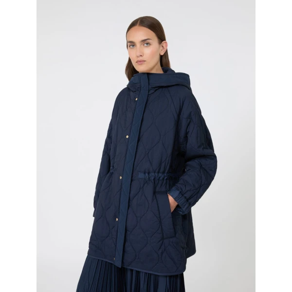 Max Mara Alcamo Reversible Padded Canvas Parka in Navy | Coats | Coveti