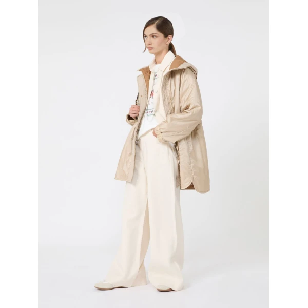 Max Mara Alcamo Reversible Padded Canvas Parka in Sand | Coats | Coveti