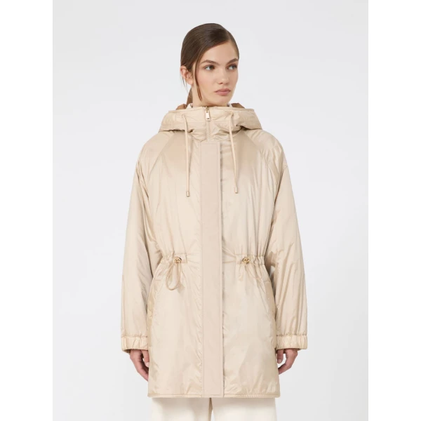 Max Mara Alcamo Reversible Padded Canvas Parka in Sand | Coats | Coveti