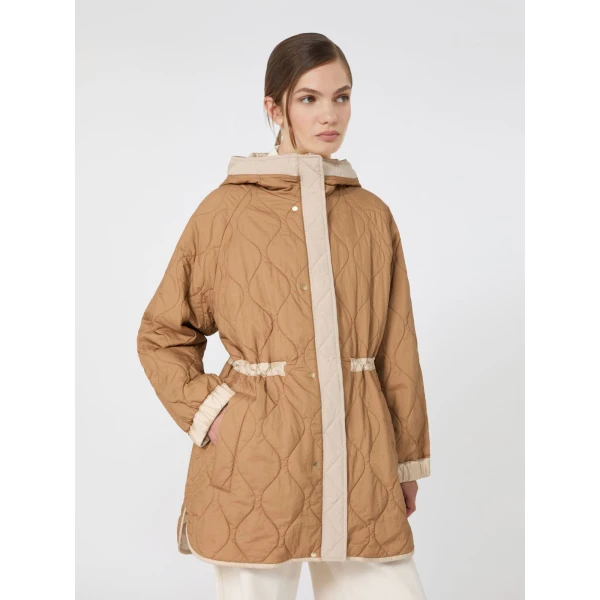 Max Mara Alcamo Reversible Padded Canvas Parka in Sand | Coats | Coveti