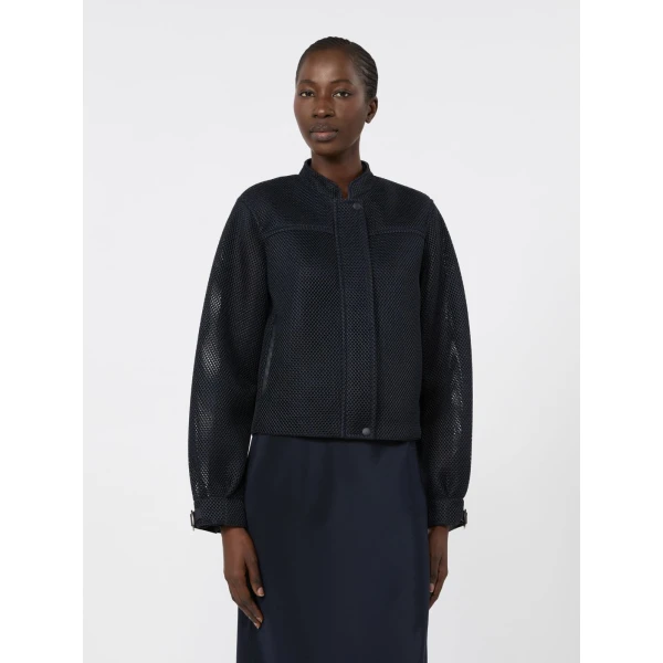 Max Mara Alcamo Technical Mesh Boxy Jacket in Ultramarine | Blazers | Coveti