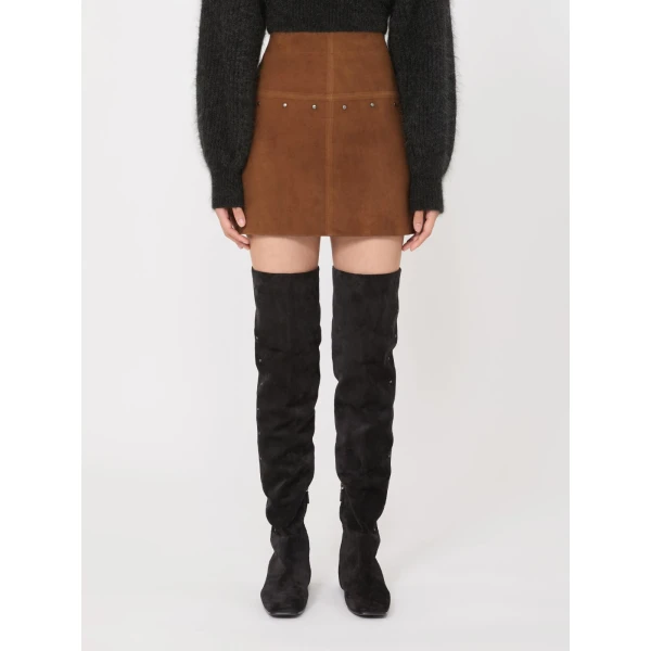 Max Mara Alcano Short Suede Skirt in Brown | Leather Skirts | Coveti