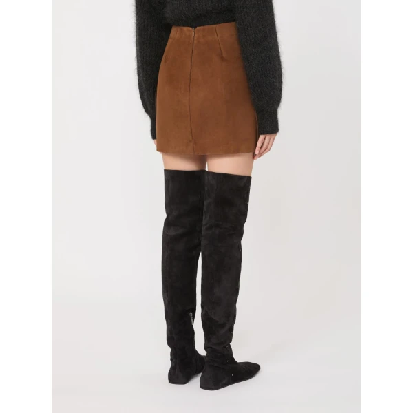 Max Mara Alcano Short Suede Skirt in Brown | Leather Skirts | Coveti