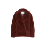 Max Mara Alcuno Alpaca and Wool Teddy Cropped Biker Jacket in Rust | Jackets | Coveti