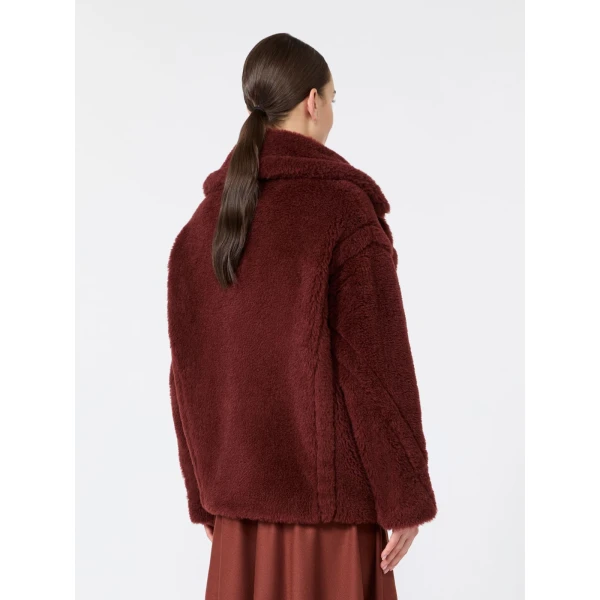 Max Mara Alcuno Alpaca and Wool Teddy Cropped Biker Jacket in Rust | Jackets | Coveti