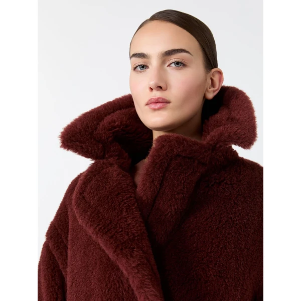 Max Mara Alcuno Alpaca and Wool Teddy Cropped Biker Jacket in Rust | Jackets | Coveti