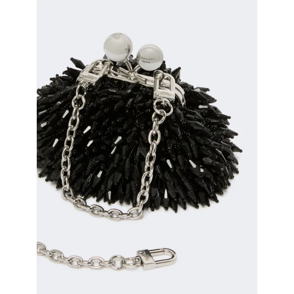 Max Mara Alfio Nano Pasticcino Bag with Gemstones in Black | Mini Bags | Coveti
