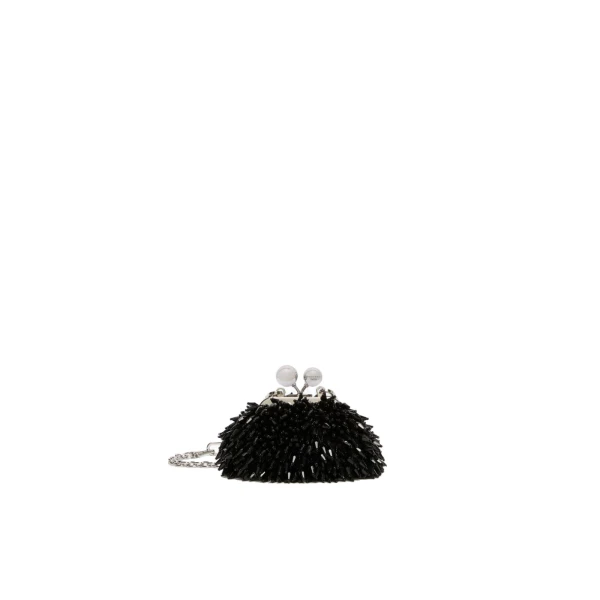 Max Mara Alfio Nano Pasticcino Bag with Gemstones in Black | Mini Bags | Coveti