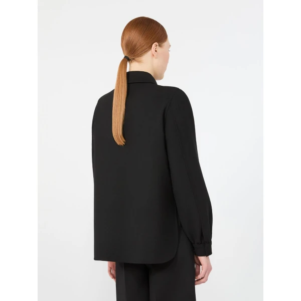 Max Mara Alfio Woollen Cloth Shacket in Black | Wool Coat | Coveti