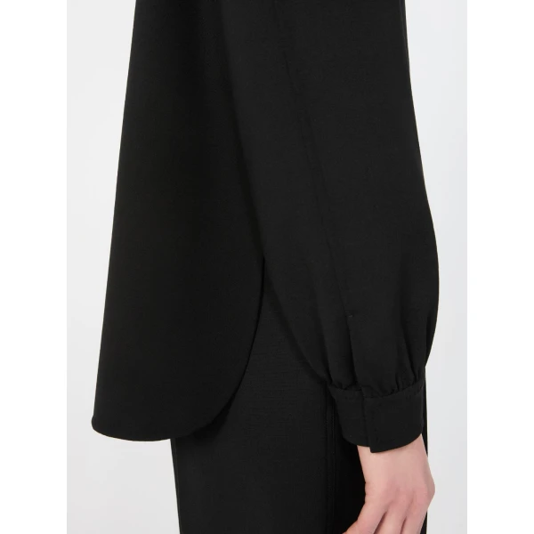 Max Mara Alfio Woollen Cloth Shacket in Black | Wool Coat | Coveti