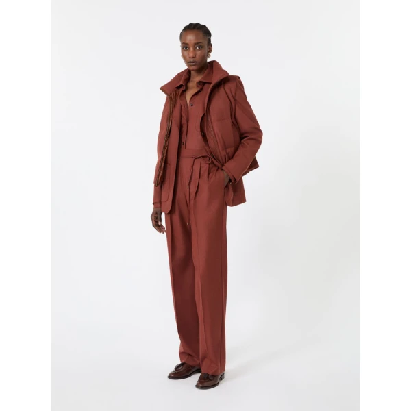 Max Mara Alibi Slim Cashmere Foule Trousers in Brick Red | Tailored pants | Coveti