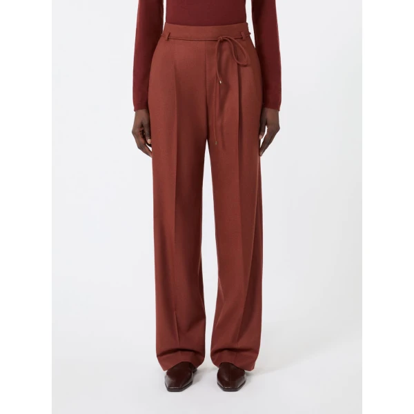 Max Mara Alibi Slim Cashmere Foule Trousers in Brick Red | Tailored pants | Coveti