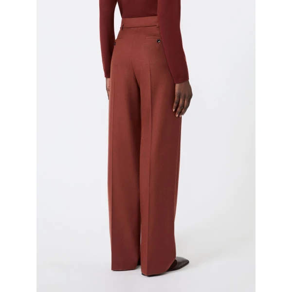 Max Mara Alibi Slim Cashmere Foule Trousers in Brick Red | Tailored pants | Coveti