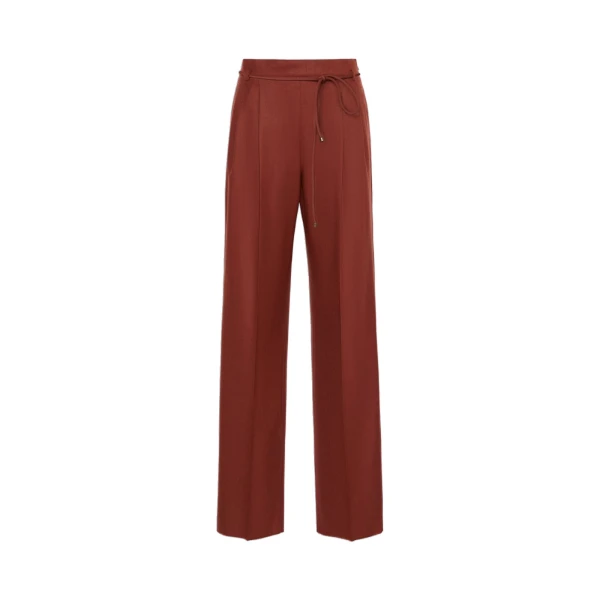 Max Mara Alibi Slim Cashmere Foule Trousers in Brick Red | Tailored pants | Coveti