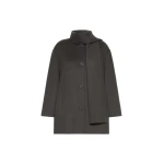 Max Mara Alicia Short Wool Coat with Scarf in Dark Grey | Wool Coat | Coveti
