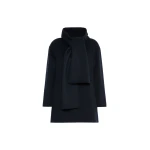 Max Mara Alicia Short Wool Coat with Scarf in Midnight Blue | Wool Coat | Coveti