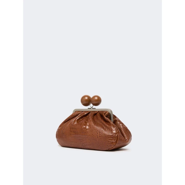 Max Mara Alisso Crocodile-Print Pasticcino Bag in Red Brown | Clutch Bags | Coveti