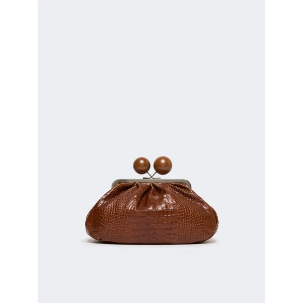Max Mara Alisso Crocodile-Print Pasticcino Bag in Red Brown | Clutch Bags | Coveti
