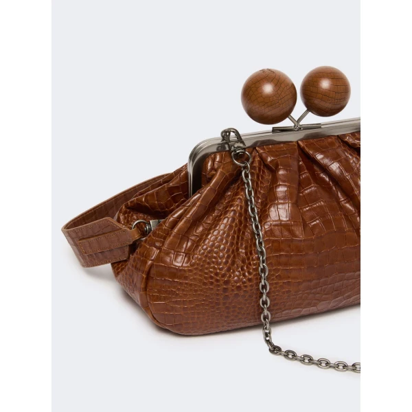 Max Mara Alisso Crocodile-Print Pasticcino Bag in Red Brown | Clutch Bags | Coveti