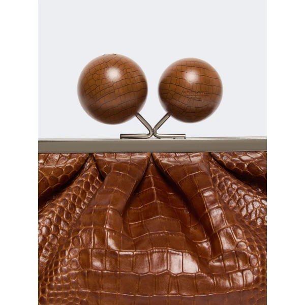Max Mara Alisso Crocodile-Print Pasticcino Bag in Red Brown | Clutch Bags | Coveti
