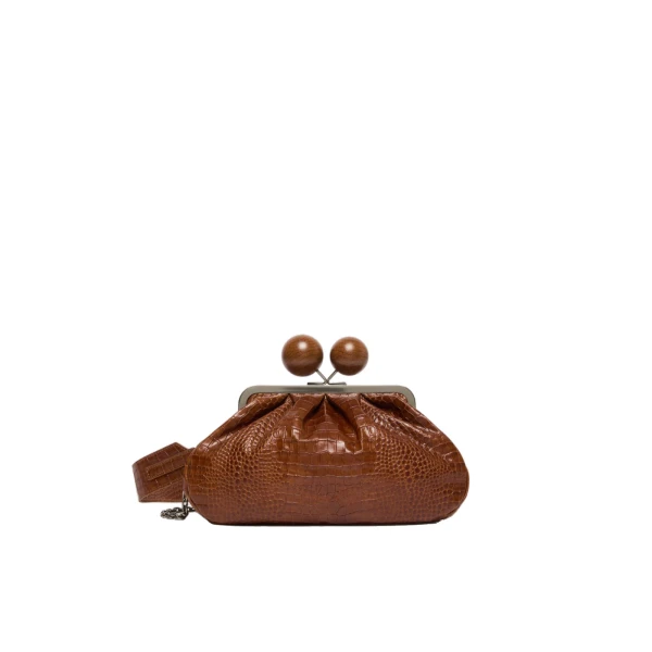 Max Mara Alisso Crocodile-Print Pasticcino Bag in Red Brown | Clutch Bags | Coveti