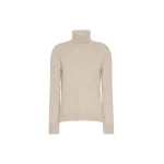 Max Mara Allegra Wool Polo-Neck Sweater with Elbow Patches in Beige | Turtlenecks | Coveti