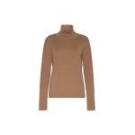 Max Mara Allegra Wool Polo-Neck Sweater with Elbow Patches in Camel | Turtlenecks | Coveti