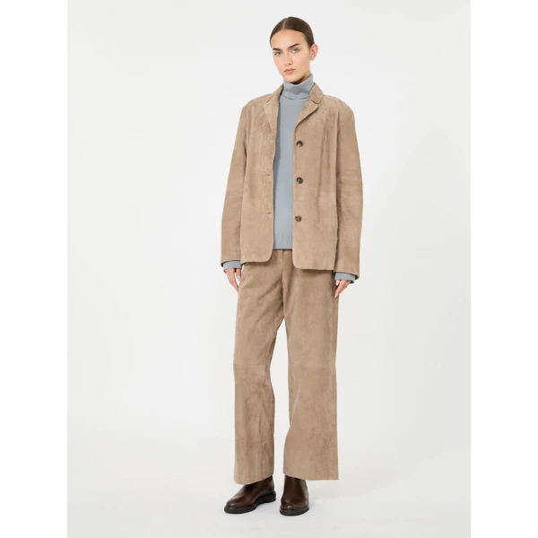 Max Mara Allegra Wool Polo-Neck Sweater with Elbow Patches in Light Blue | Turtlenecks | Coveti
