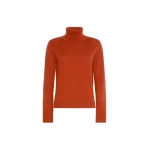 Max Mara Allegra Wool Polo-Neck Sweater with Elbow Patches in Orange | Turtlenecks | Coveti
