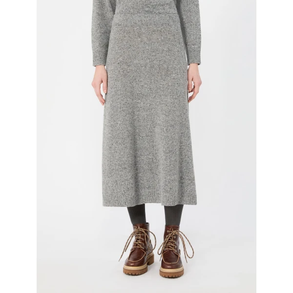 Max Mara Aloa Flared Wool-Blend Tweed Skirt in Medium Grey | Midi Skirts | Coveti
