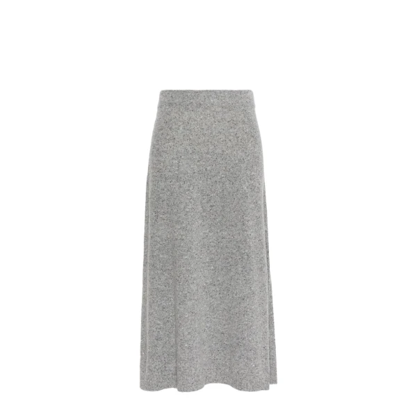 Max Mara Aloa Flared Wool-Blend Tweed Skirt in Medium Grey | Midi Skirts | Coveti