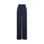 Max Mara Alpaca Envers Satin Palazzo Trousers in Midnight Blue | Wide leg pants | Coveti