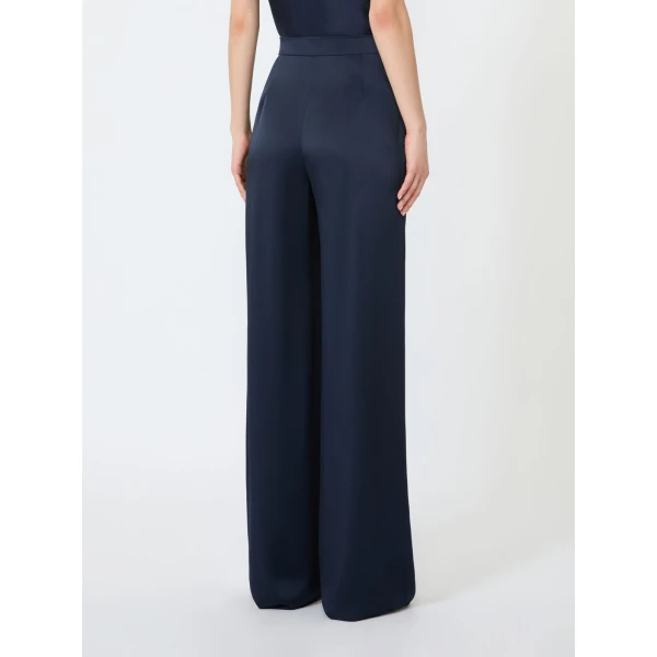 Max Mara Alpaca Envers Satin Palazzo Trousers in Midnight Blue | Wide leg pants | Coveti