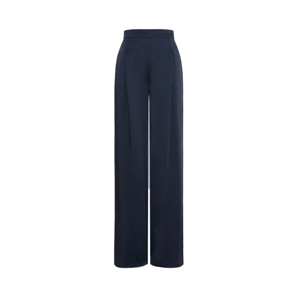 Alpaca Envers Satin Palazzo Trousers in Midnight Blue
