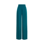 Max Mara Alpaca Envers Satin Palazzo Trousers in Oil Green | Wide leg pants | Coveti