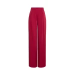 Max Mara Alpaca Envers Satin Palazzo Trousers in Ruby | Wide leg pants | Coveti