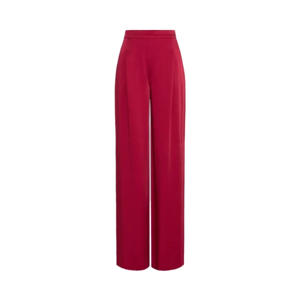 Alpaca Envers Satin Palazzo Trousers in Ruby