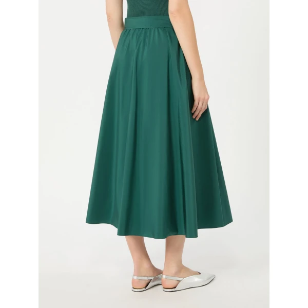 Max Mara Alpaca Pleated Cotton-Blend Taffeta Skirt in Dark Green | Pleated Skirts | Coveti