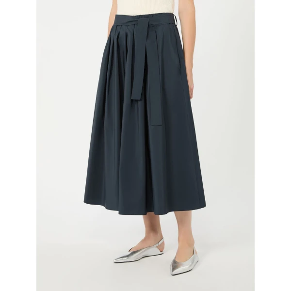 Max Mara Alpaca Pleated Cotton-Blend Taffeta Skirt in Navy | Pleated Skirts | Coveti