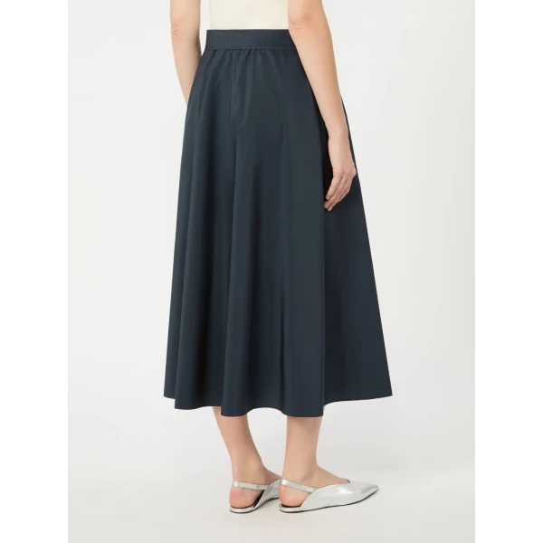 Max Mara Alpaca Pleated Cotton-Blend Taffeta Skirt in Navy | Pleated Skirts | Coveti