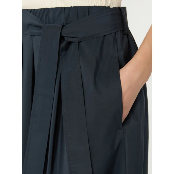Max Mara Alpaca Pleated Cotton-Blend Taffeta Skirt in Navy | Pleated Skirts | Coveti