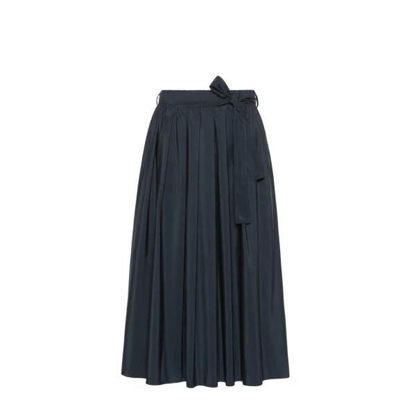 Max Mara Alpaca Pleated Cotton-Blend Taffeta Skirt in Navy | Pleated Skirts | Coveti
